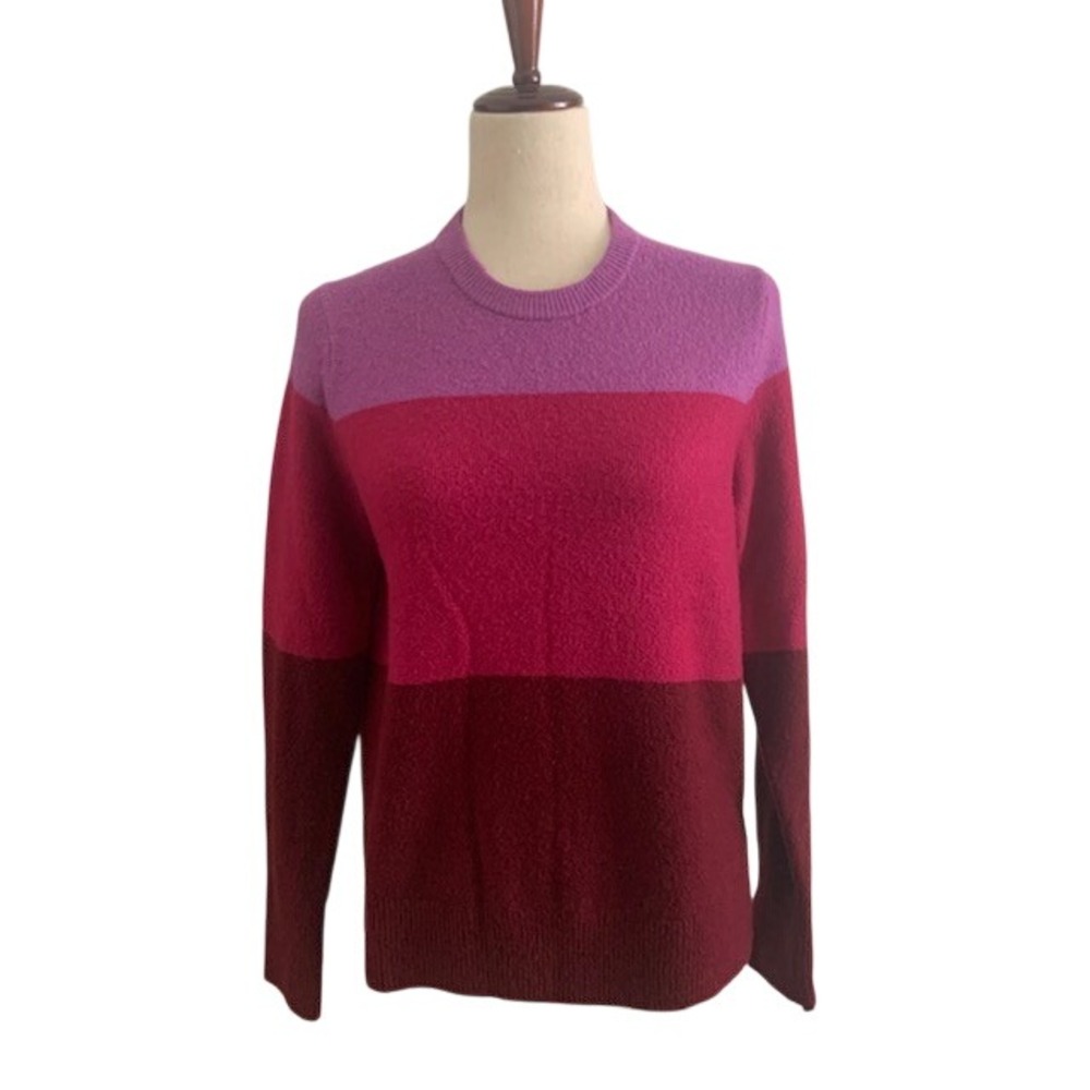 Colorblock Crewneck Sweater M Purple Pink Burgundy Quiet Luxury Berry Girl Soft
